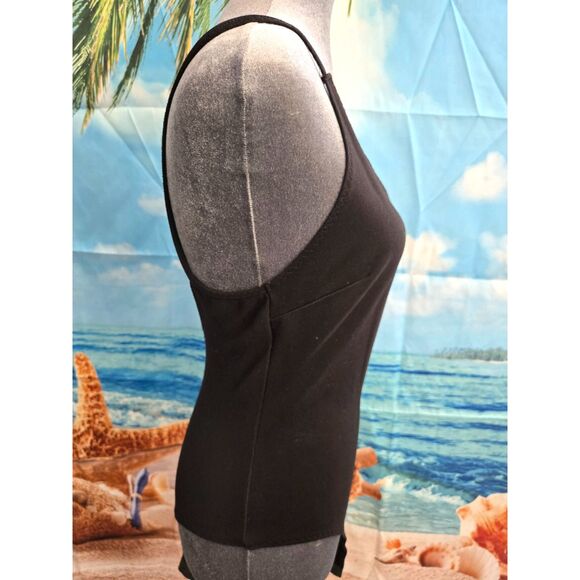 Shinestar Black Deep V-Neck Spaghetti Strap Bodysuit Size M - Picture 3 of 11